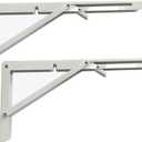 White Folding Shelf Brackets Max. Load 220 lb, Heavy Duty DIY Wall Mounted Shelf Bracket Space Saving for Table Work Bench (10 INCH-2PCS)