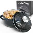 Segretto Cookware Enameled Dutch Oven Pot with Lid Cast Iron Nero (Black) 1.7 Quarts Enamel Small Cast Iron Dutch Oven for Bread Baking, Cooking