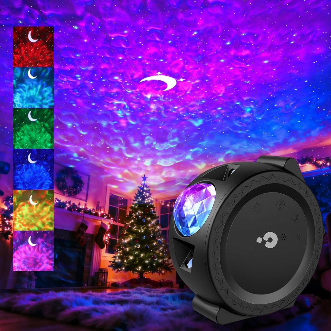 Children Gift Galaxy Projector Star Night Light - 3-in-1 Moon Star Aurora Projector for Bedroom, Clap-Activated Music Sync,14M Colors, Nursery & Adult Sleep Aid (No Music/Alexa)