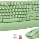 MEETION Wireless Keyboard and Mouse, Full-Sized Cordless Keyboard with Wrist Rest and 3 DPI Adjustable Mouse, 2.4G Wireless, Compatible with PC/Computer/Laptop/Windows/Mac, Green