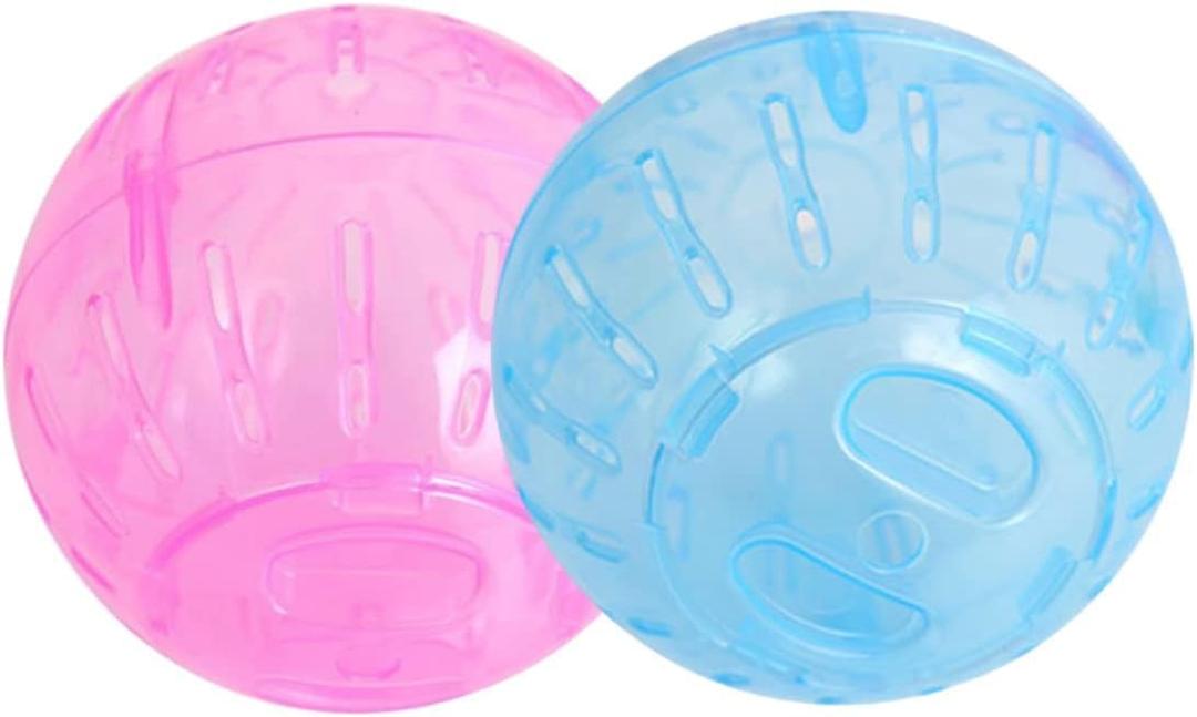 2Pcs Blue and Pink Hamster Balls Transparent Dwarf Hamster Exercise Balls Running Wheel Gerbil Toys, Small Animals, Small Animal Health Supplies