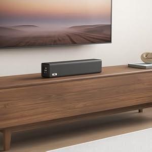 BESTISAN SE02 Soundbar, 50 Watt Bluetooth 5.0 Home Audio Sound Bar with Touch Control, Sub-Out Port, Bass Adjustable, Mountable, 2023 Version