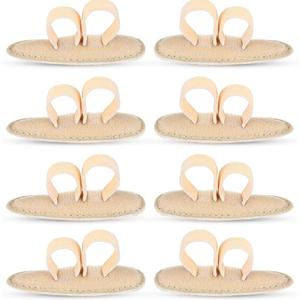 Woanger 8 Pcs Hammer Toe Crest Cushion Soft Straightener Buttress Pads Splint Reduces Pressure from Calluses and Hammer Toes, Medium, Right, Left (Two Toes,Beige)
