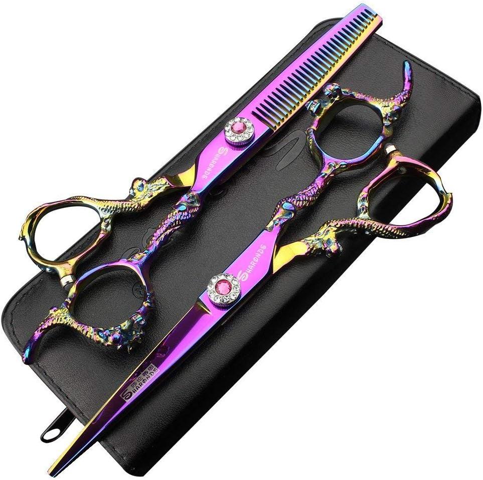 Purple Professional Hairdressing Scissors Hairdresser Hairstylist Cutting Hair & Thinning Hairdressing Scissor (6-inch 2pc)