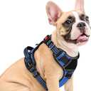 Eagloo Dog Harness Medium Sized, Easy Wearing with 3 Buckles, Adjustable No Pull Pet Harness with 2 Rings for Walking, No Chock Reflective Soft Padded Vest with Control Handle, Blue & Black, M
