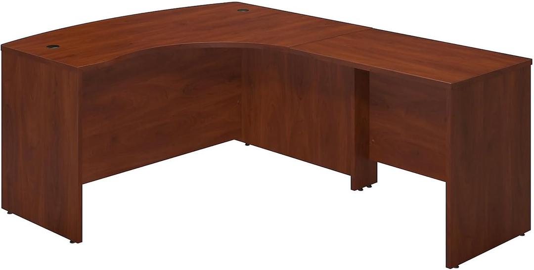 Bush Business Furniture Series C Elite 60W x 43D Right Hand Bow Front Office Desk with 36W Return in Hansen Cherry, Large Computer Table for Professional Workspace
