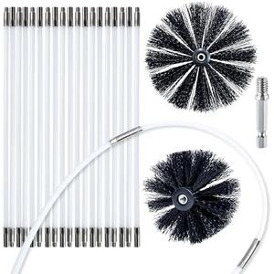 HOKLNUSE Dryer Vent Cleaner Kit Chimney Sweep Cleaning Tools Pellet Stove Cleaner Kit Air Dryer Duct Fireplace Brushes for Easy Lint Cleaning with 4" and 6" Brush Heads (Heavy Duty, 25Feet)
