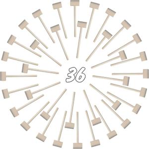 36 Pieces Mini Wooden Hammers Gavel Toy for Kids, Natural Wood Crab Lobster Seafood Mallets