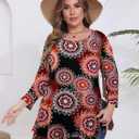 BELAROI Plus Size Tops for Women Fall Tunic Tops to Wear with Leggings 3/4 Sleeve Casual Swing Loose T Shirts Blouse S-5X (Red, XXL)