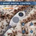 Westinghouse Heated Throw Blanket, Leopard Electric Throw Blanket, Luxury Faux Fur to Flannel Reversible, 6 Heating Levels & 2-10 Hours Time Setting, Machine Washable(Throw, 50"x60")