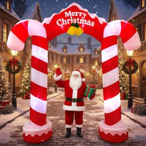 Soulchen 10ft 2025 Giant Candy Arch Inflatable Decoration Merry Christmas Arch Outdoor Decoration Built-in LED Light Blower Suitable for Indoor Outdoor Garden Yard Christmas Holiday Decor(Xmas)