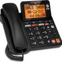 AT&T CD4930 Black Corded Phone with Digital Answering System, Caller ID, Extra-Large Tilt Backlit Display & Big Buttons (1 Pack)