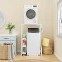 ULIFHOME U16 Upgraded Washer Dryer Stacking Rack for Narrow Laundry Room and Bathroom, Metal Over Washer and Dryer Storage Shelves for Saving Space, 29.5" W x 23.6" D x 53.1" H, White