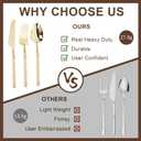150PCS Gold Plastic Silverware, Heavy Duty Utensils, Disposable Plastic Cutlery Silverware Include 50 Forks, 50 Knives, 50 Spoons for Party and Wedding, Shiny Bead
