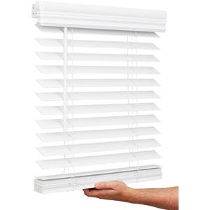 Lotus & Windoware Cordless, 2 Inch Faux Wood Blind, 23" Wide x 36" Long, Window Blinds, Blinds & Shades, Blinds for Indoor Windows, Smooth, Bright White - 23" x 36",Bright White