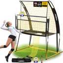 Volleyball Training Net System - Sturdy, Adjustable, and Portable Practice Net | Includes Roller Bag and Volleyball Kit | Ideal for Team or Solo Training (Yellow)