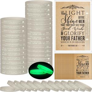 HyDren 36 Sets Christmas Christian Gifts Bulk Silicone Bracelets Bible Church Party Favors Verse Wristbands with Religious Cards for Employee Coworker Women Men