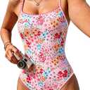 Jolefille Womens One Piece Swimsuit Tummy Control Modest Bathing Suit Teen Girls Swim Suit Cute Floral Swimwear