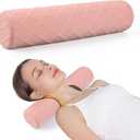 Cozyhealth Cervical Roll Pillow, Medium Soft Memory Foam Neck Round Pillow Cylinder Bolster Pillow for Sleeping, Round Neck Support for Bed, Legs, Back and Yoga (Pink, Medium - 3.9" H)