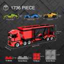TG BLOCKS Micro Brick Car Transporter with 3 Sports Cars Building Set - Kids Truck Toy with Carrier & Trailer, Gift Idea for Teens 8+ Boys & Girls