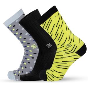 Men's Dress Socks, Novelty Business Socks Gift for Men, 3 Pairs Funny Cotton Crew Funky & Crazy Long Silly Pattern, Size 9-12 (Black)