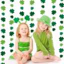 2 x 3Pcs Green St Patricks Day Garland Saint Patricks Shamrock Garland Hanging Shamrock St. Patrick's Day Garland Decorations for Home Mantel Office Irish Day Party Supplies (NO DIY)