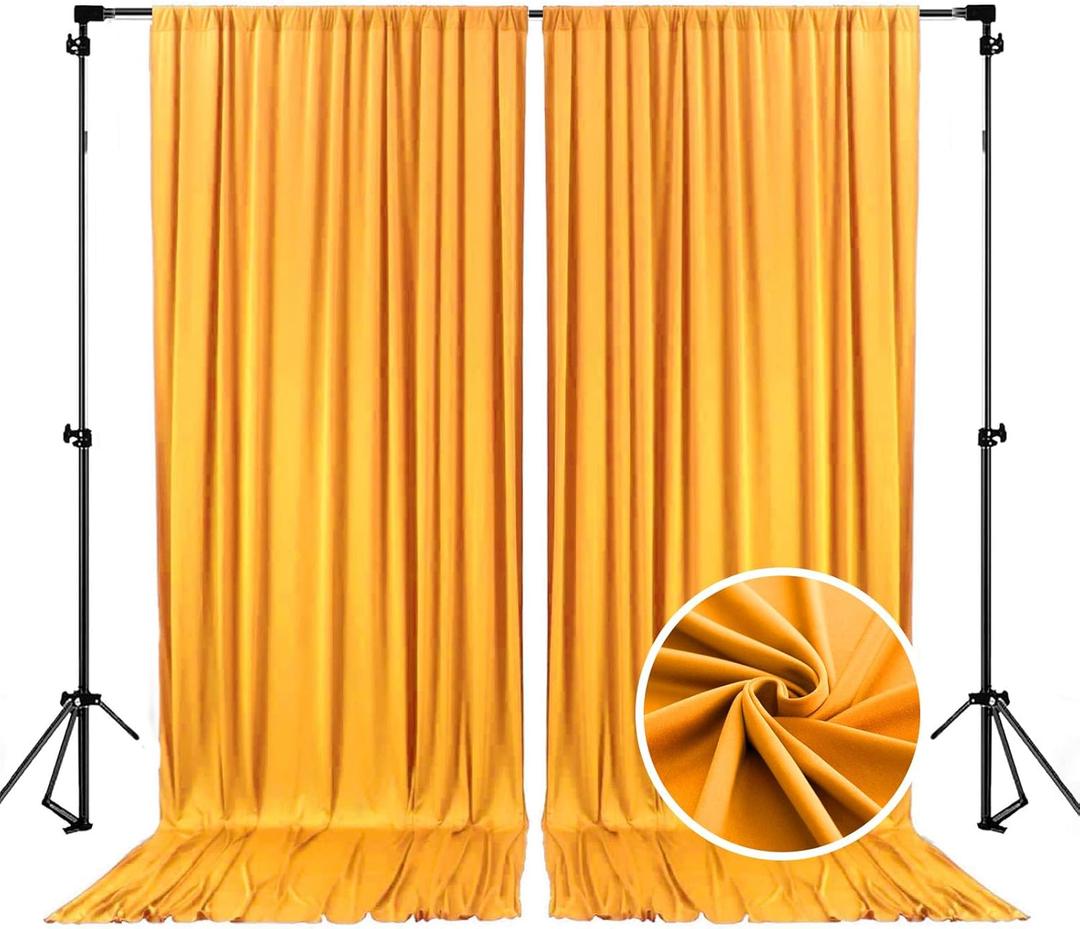 10 x 7 Feet Yellow B Backdrop Curtain for Partie, Background Curtains for Photoshoot, Birthday, Wedding, Halloween, Thanksgiving, Christmas, New Year Party Decorations 5Ft x 7Ft, 2 Panels