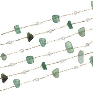 uxcell 2 Yards Irregular Gemstone Chains with Brass Chains Handmade Natural Gemstone Chains Bulk for Craft DIY Bracelet, Necklace, Jewelry Making (1 Yard for Each Piece, Green))