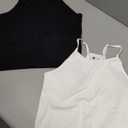 2 Tank Tops for Women, Halter High Neck Seamless Cute Crop Top, Basics Sleeveless Workout Athletic Yoga Shirts, 1 Black, 1 White, XL