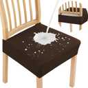 Smiry Waterproof Seat Covers for Dining Room Chairs Set of 6, Stretch Jacquard Removable Washable Chair Seat Slipcovers Protector, No Rear Covers, Brown