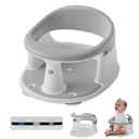 Baby Bath Seat for Babies 6 Months & Up - 360° Protection Baby Bath Chair with Temperature Alert & Cushion | Non-Slip Toddler Bathtub Seat | Newborn Infant Bath Tub Seats for Babies Sitting Up (Grey)
