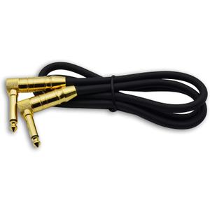 1/4" TS to 1/4" TS Right Angle Gold Speaker Cable, 3 Feet Black, Pack of 2