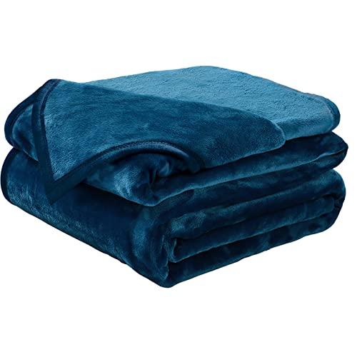 Soft King Size Blanket Warm Fuzzy Microplush Lightweight Thermal Fleece Blankets for Couch Bed Sofa,90x108 Inch, Peacock Blue