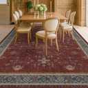 Hazo Haus Moroccan Big Rugs for Living Room - Dark Red 10x14 Area Rug for Large Bedroom, Dining Room, Washable Lightweight Low Pile Foldable Oriental Burgendy Home Dcor