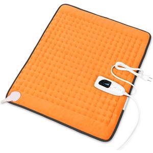 Deepsoon Heating Pad,Electric Heating Pads for Back,Neck,Moist Heating Pad for Abdomen Shoulder Knee Legs,Dry/Moist Heat&Auto Shut Off,Mother's Day Birthday for Men and Women,Orange Black,24x20 Inch
