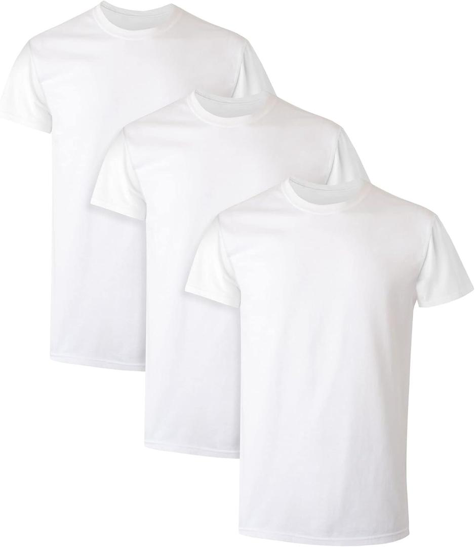Hanes Men's Cotton, Moisture-Wicking Crew Tee Undershirts, (White - 3 Pack), Small