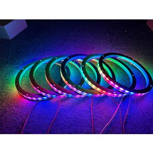 6PCS 8" Dream Color Chasing Car LED Speaker Decorative Light Kit Dancing Flow Series Spacer Ring Light Wireless Bluetooth App Controlled (6)