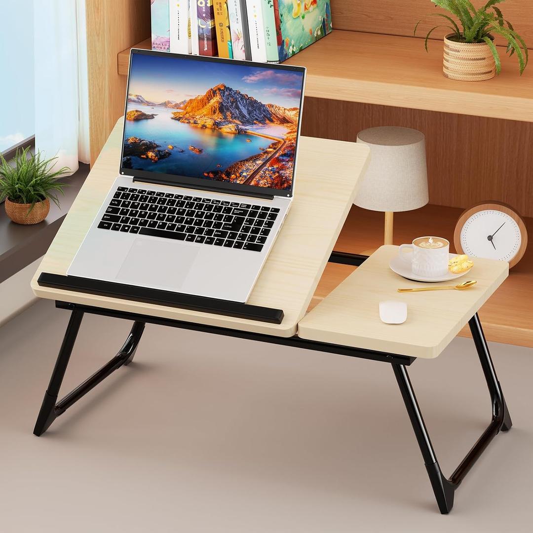 Laptop Bed Desk, 5-Angle Adjustable Bed Laptop Table with Cup Holder