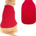 BINGPET Thermal Knitted Dog Sweater for Small Medium Large Dogs,Winter Dog Cat Coat Warm Sweartershirts Outfits,Classic Cable Knit Turtleneck Pullover Dog Jumper Coat Warm Sweartershirts (Red)