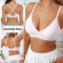 Deep V Neck Wirefree Bra for Women Seamless Bralette Soft Sleeping Wireless Push Up Bras for Women Lavender S (S)