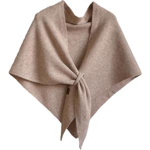 Pashmina Shawl Wraps for Women Knitted Triangle Scarf Shawl with Loop Winter Gift (Khaki)
