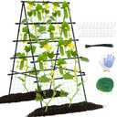 6ft Cucumber Trellis for Raised Bed, Garden Trellis for Climbing Plants Outdoor, A Frame Metal Trellis Support with Net for Vegetables Tomato Zucchini Squash Beans Peas Melons, Rose Flowers,Vines 