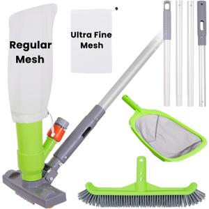 Sepetrel Deluxe Swimming Pool Cleaning Kit with Spa Jet Vacuum Cleaner,Brush, Semi-deep Skimmer Net & Adjustable 57.5-inch Pole,Ideal for Cleaning Above Ground,Inflatable Pools