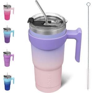 BJPKPK 20 oz Tumbler With Handle And Straw Lid Stainless Steel Travel Mugs Insulated Tumbler Cups, Pastel Sunset