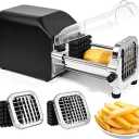 Befano Electric French Fry Cutter, Upgrade Lid Control Version with 1/2 Inch and 3/8 Inch Blade. 300w Commercial Grade Stainless Steel Potato Cutter for French Fries, Sweet Potato,Carrots