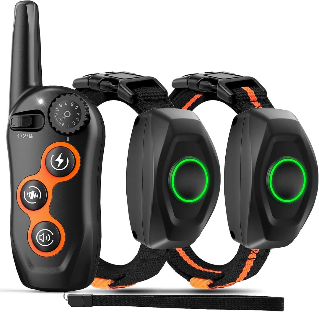 Dog Training Collar, IPX7 Waterproof Dog Shock Collar with Remote Range 1300ft, 3 Training Modes, Beep, Static, Vibration, Rechargeable Electric Training Collar for Small Medium Large Dogs (Orange and Black)