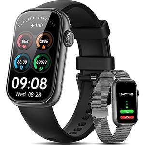 Smart Watches for Men Women (Answer/Make Call) 1.47” Touch Screen Fitness Tracker,Sleep Tracker/Calories Burned/ IP68 Waterproof 111 Sport Modes Pedometer for Android iOS,Black