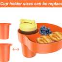 Car Seat Snack Tray for Kids: 2PCS Kids Car Seat Tray with Cup Holder, Toddlers Road Trip Essential, Travel Snacks Food Plate for Stroller, Boosters with a Cup Holder (Orange)