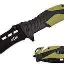 S-TEC 8.25 inch Recon Series Folding Knife with ABS & Rubber Handle - multiple style & color to choose from - (TS015 OD Green)