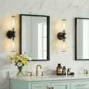 Black and Gold Wall Sconces Set of Two, Bathroom Light Fixtures with Clear Glass Modern Hardwired Wall Scones for Bathroom Mirror Living Room Hallway Bedroom(Bulbs Not Include)
